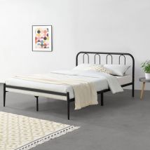 [en.casa] - Cadre de Lit double Hanko Acier Laqué 160 x 200 cm Noir Mat