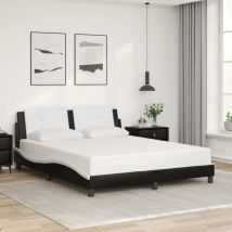 Avimac - Cadre de lit sans matelas noir et blanc 160x200 cm similicuir