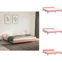 Cadre de lit et tête de lit sans matelas rose 160x200cm velours - Cadre De Lit - Lit Double - Lit Rose - Lit Velours - Literie