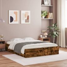 Avimac - Cadre de lit avec tiroirs sans matelas chêne fumé 150x200 cm