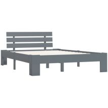 Doc&et² - Inlife Cadre De Lit Gris Bois De Pin Massif 120 X 200 Cm