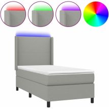 Cadre de lit led avec sommier tête de lit matelas surmatelas 100x200 cm tissu gris clair TDL0207941