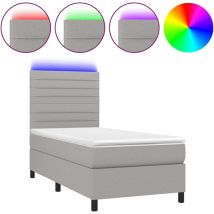 Cadre de lit led avec sommier tête de lit matelas surmatelas 100x200 cm tissu gris clair TDL0207942