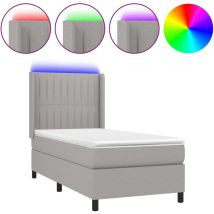 Cadre de lit led avec sommier tête de lit matelas surmatelas 100x200 cm tissu gris clair TDL0207958
