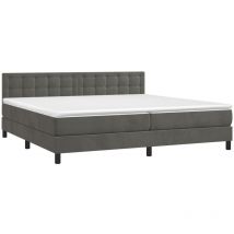 Cadre de lit led avec sommier tête de lit matelas surmatelas 200x200 cm tissu velours gris foncé TDL0207688