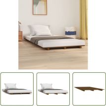 The Living Store Cadre de lit sans matelas marron miel 100x200cm bois pin massif - Cadre De Lit - Lit Double - Bois Massif - Lit En Bois - Chambre à