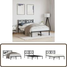 Cadre de lit métal sans matelas avec tête de lit noir 120x190cm - Cadre De Lit - Lit Double - Lit Metal - Lit Avec Têtedé Lit - Literie