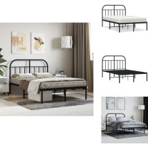 Cadre de lit métal sans matelas avec tête de lit noir 120x190cm - Cadre De Lit - Lit Double - Lit Metal - Lit Avec Têtedé Lit - Literie
