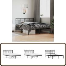 Cadre de lit métal sans matelas avec tête de lit noir 140x200cm - Cadre De Lit - Lit Double - Lit Metal - Lit Avec Têtedé Lit - Literie