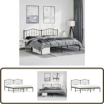 Cadre de lit métal sans matelas avec tête de lit noir 183x213cm - Cadre De Lit - Lit Double - Lit Metal - Lit Avec Têtedé Lit - Literie