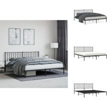 Cadre de lit métal sans matelas avec tête de lit noir 183x213cm - Cadre De Lit - Lit Double - Lit Metal - Lit Avec Têtedé Lit - Literie