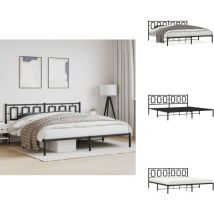 Cadre de lit métal sans matelas avec tête de lit noir 193x203cm - Cadre De Lit - Lit Double - Lit Metal - Lit Avec Têted Lit - Literie