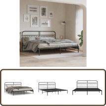 Cadre de lit métal sans matelas avec tête de lit noir 200x200cm - Cadre De Lit - Lit Double - Lit Metal - Lit Avec Têtedé Lit - Literie