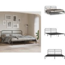 Cadre de lit métal sans matelas avec tête de lit noir 200x200cm - Cadre De Lit - Lit Double - Lit Metal - Lit Avec Têtedé Lit - Literie