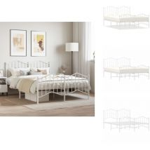 Cadre de lit métal sans matelas et pied de lit blanc 140x200 cm - Cadre De Lit - Lit Double - Lit Metal - Lit Blanc - Meuble Chambre