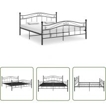 Doc&et² - The Living Store Cadre de lit sans matelas noir métal 140x200 cm - Cadre De Lit - Lit Double - Lit Metal - Lit Noir - Meuble Chambre