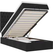 Lit ottoman avec matelas noir 90x200 cm tissu Vidaxl