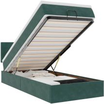 Cadre de lit ottoman avec matelas vert foncé 90x190 cm velours Vidaxl
