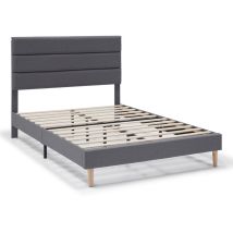 Vs Venta-stock - Cadre de lit plateforme Aroma capitonné 30 cm, 90x190 cm, Gris foncé