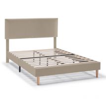 Vs Venta-stock - Cadre de lit rembourré Lauren 30 cm, 90 x 190 cm, Beige