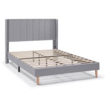 Vs Venta-stock - Cadre de lit rembourré Noelia 30 cm, 150x190 cm, Gris clair