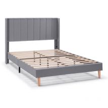 Vs Venta-stock - Cadre de lit rembourré Noelia 30 cm, 140x190 cm, Gris foncé