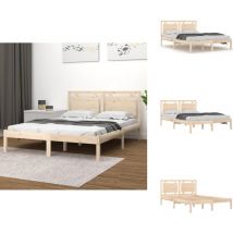 Cadre de lit sans matelas 140x200 cm bois massif - Lit Double - Cadre Lit Bois - Lit En Bois Massif - Lit Avec Tête De Lit - Literie