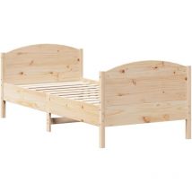 Lafomukea - Cadre de lit sans matelas 75x190 cm bois de pin massif