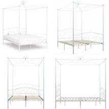 Cadre de lit sans matelas avec baldaquin blanc 140x200 cm métal - Cadre De Lit - Lit Double - Lit Avec Baldaquin - Lit Metallique - Literie - Home &