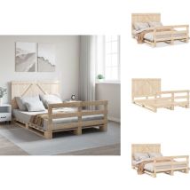 Cadre de lit sans matelas avec tête de lit bois massif - Lit Double - Cadre De Lit - Lit En Bois - Lit Design - Literie