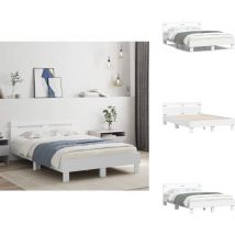 Cadre de lit sans matelas blanc 135x190 cm - Cadre De Lit - Lit Double - Lit Blanc - Meuble Chambre - Literie