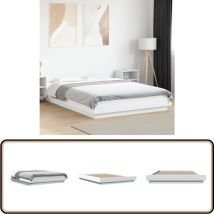 Cadre de lit sans matelas blanc 140x190 cm - Cadre De Lit - Lit Double - Lit Blanc - Meuble Chambre - Literie