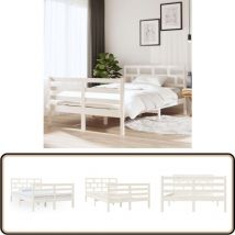 Cadre de lit sans matelas blanc bois massif - Cadre De Lit - Lit En Bois - Lit Blanc - Lit Design - Lit Moderne