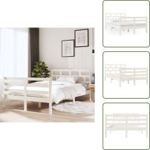 Cadre de lit sans matelas blanc bois massif - Cadre De Lit - Lit En Bois - Lit Blanc - Lit Design - Lit Moderne