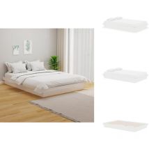 Cadre de lit sans matelas blanc bois massif - Cadre De Lit - Lit En Bois - Lit Blanc - Lit Design - Lit Rustique