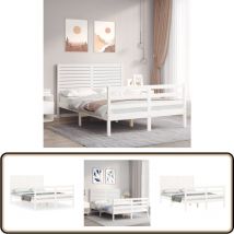 Cadre de lit sans matelas blanc bois massif - Lit En Bois - Cadre De Lit - Lit Double - Lit Blanc - Lit Design