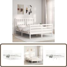 Cadre de lit sans matelas blanc bois massif - Lit En Bois - Cadre De Lit - Lit Double - Lit Blanc - Lit Design