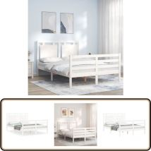 Cadre de lit sans matelas blanc bois massif - Lit En Bois - Cadre De Lit - Lit Double - Lit Blanc - Lit Design