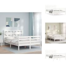 Cadre de lit sans matelas blanc bois massif - Lit En Bois - Cadre De Lit - Lit Double - Lit Blanc - Lit Design