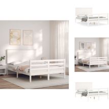 Cadre de lit sans matelas blanc bois massif - Lit En Bois - Cadre De Lit - Lit Double - Lit Blanc - Lit Design