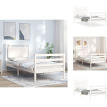 Cadre de lit sans matelas blanc bois massif - Lit Plateforme - Lit Simple - Cadre De Lit - Lit En Bois - Lit Blanc