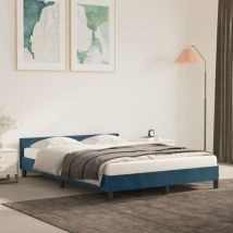 Torana - Cadre de lit sans matelas bleu foncé 140x190 cm velours
