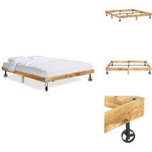 Cadre de lit sans matelas bois de manguier massif 200x200 cm - Lit Double - Lit En Bois - Lit Industriel - Meubles Industriels - Chambre à Coucher