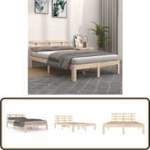 Cadre de lit sans matelas bois massif 120x200 cm - Cadre De Lit - Lit Double - Lit En Bois - Bois Massif - Tête De Lit