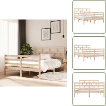 Cadre de lit sans matelas bois massif - Cadre De Lit - Lit Double - Lit En Bois - Design Moderne - Tête De Lit