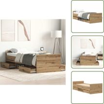 Cadre de lit sans matelas chêne artisanal 100x200 cm - Cadre De Lit - Cadres De Lit - Meuble De Chambre - Lit