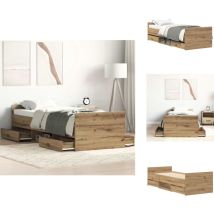 Cadre de lit sans matelas chêne artisanal 90x190 cm - Cadre De Lit - Cadres De Lit - Meuble De Chambre - Lit