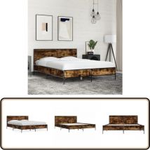 Cadre de lit sans matelas chêne fumé 120x190 cm - Cadre De Lit - Lit Double - Lit En Bois - Lit Design - Literie