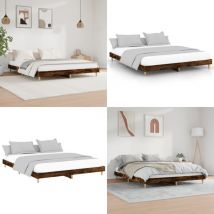 Cadre de lit sans matelas chêne fumé 200x200 cm bois ingénierie - Cadre De Lit - Lit Double - Lit En Bois - Lit Design - Literie - Home & Living