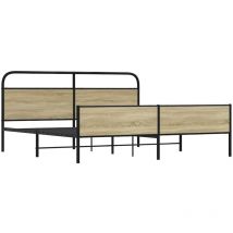 Cadre de lit en métal sans matelas chêne sonoma 193x203 cm Vidaxl